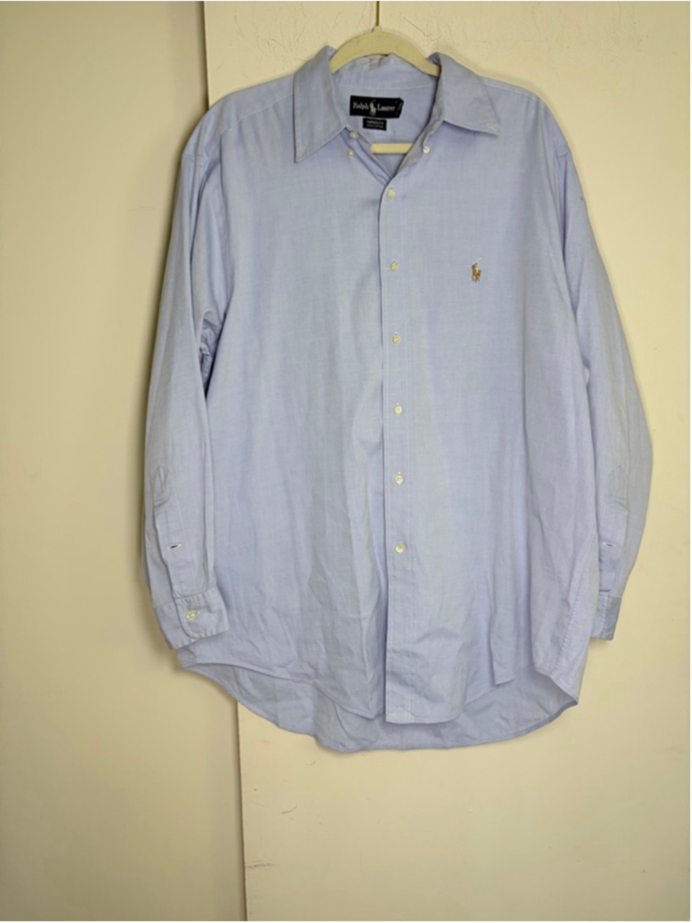 Polo Ralph Lauren Yarmouth Dress Shirt Mens 16.5 33 Large Blue Button Up Cotton